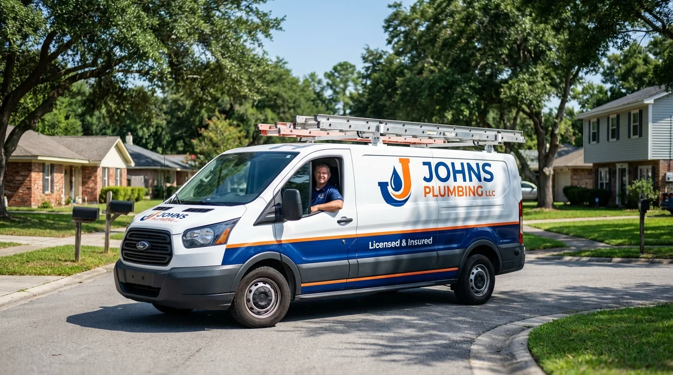 Johns Plumbing LLC service van in Leesburg, OH