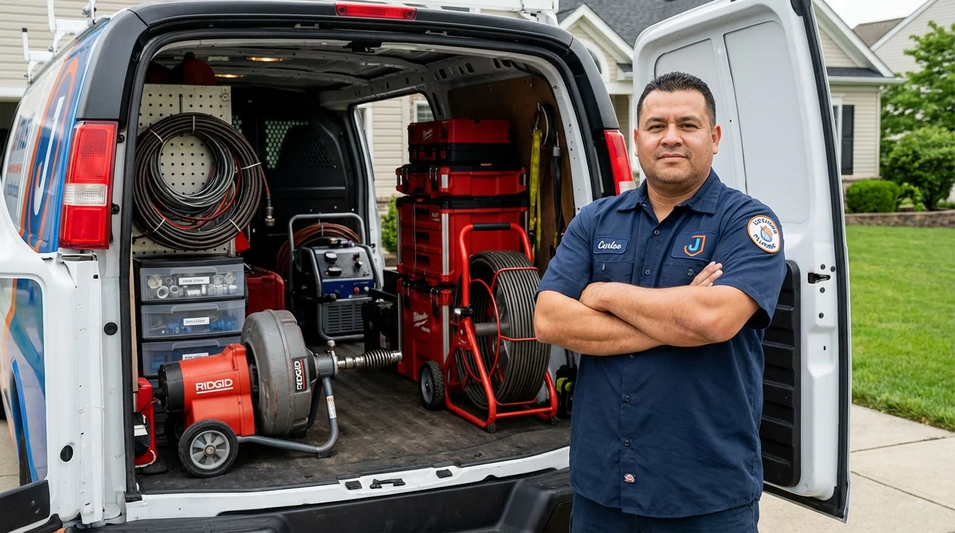 Professional drain cleaning equipment and Johns Plumbing LLC plumber in Leesburg