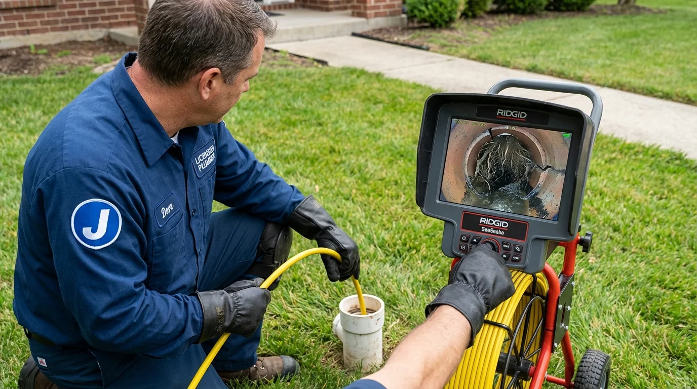 Sewer camera inspection being performed by Johns Plumbing LLC in Leesburg